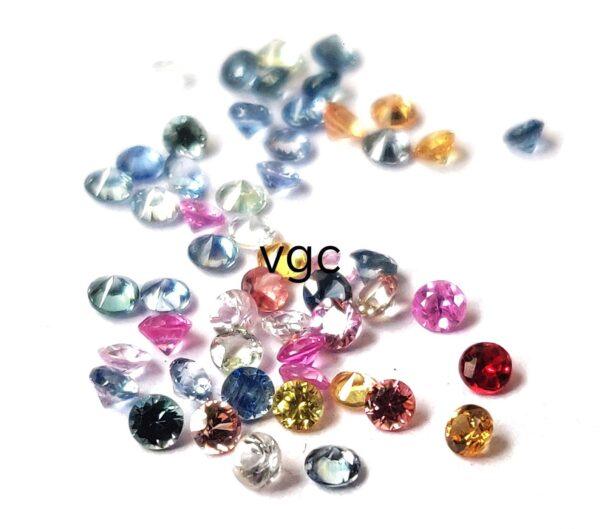 Natural Heated Multi Sapphire 2.5 mm Round Diamond Faceted Cut – AAA Quality Multi Sapphire Round Diamond Cut 2.5mm