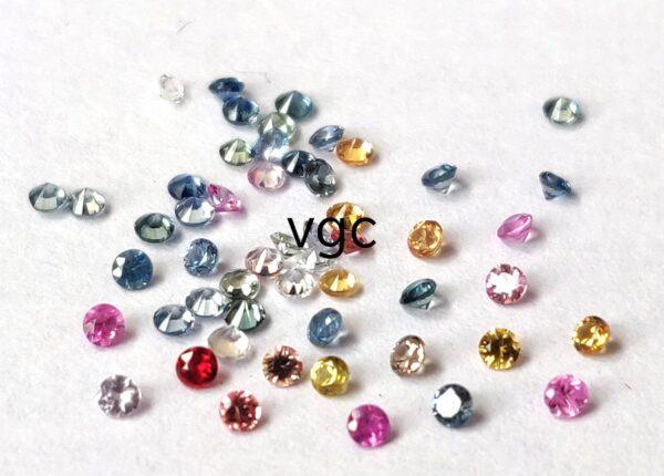 Natural Heated Multi Sapphire 1 mm Round Diamond Faceted Cut – AAA Quality Multi Sapphire Round Diamond Cut 1mm
