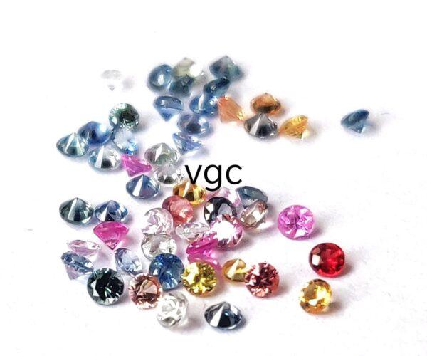 Natural Heated Multi Sapphire 2.5 mm Round Diamond Faceted Cut – AAA Quality Multi Sapphire Round Diamond Cut 2.5mm
