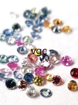 Natural Heated Multi Sapphire 2.5 mm Round Diamond Faceted Cut – AAA Quality Multi Sapphire Round Diamond Cut 2.5mm