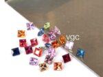 Natural Only Heated Multi Sapphire 3 mm Square Princess Cut – AAA Quality Multi Sapphire Princess Cut 3mm