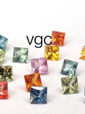 Natural Only Heated Multi Sapphire 2 mm Square Princess Cut – AAA Quality Multi Sapphire Princess Cut 2mm