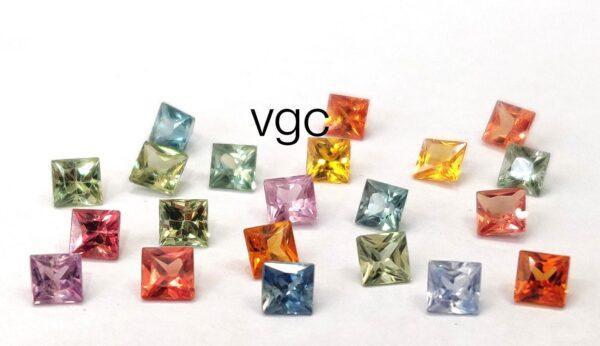Natural Only Heated Multi Sapphire 3 mm Square Princess Cut – AAA Quality Multi Sapphire Princess Cut 3mm