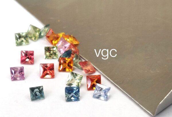 Natural Only Heated Multi Sapphire 3 mm Square Princess Cut – AAA Quality Multi Sapphire Princess Cut 3mm