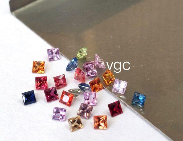 Natural Only Heated Multi Sapphire 3 mm Square Princess Cut – AAA Quality Multi Sapphire Princess Cut 3mm