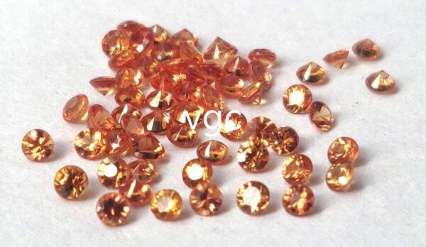 Natural Heated Orange Sapphire 2.75 mm Round Diamond Faceted Cut – AAA Quality Orange Sapphire Round Diamond Cut 2.75mm