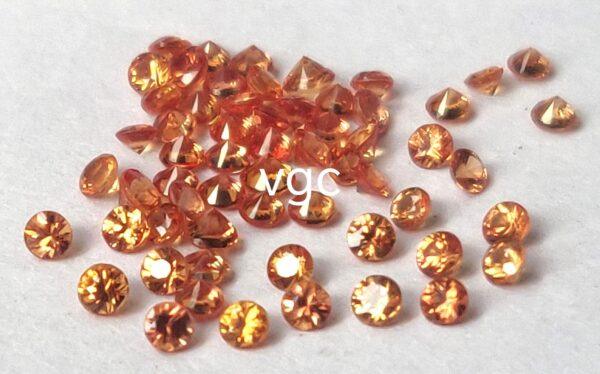Natural Heated Orange Sapphire 2.75 mm Round Diamond Faceted Cut – AAA Quality Orange Sapphire Round Diamond Cut 2.75mm