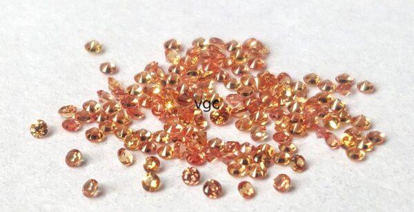 Natural Heated Orange Sapphire 1.25 mm Round Diamond Faceted Cut – AAA Quality Orange Sapphire Round Diamond Cut 1.25mm
