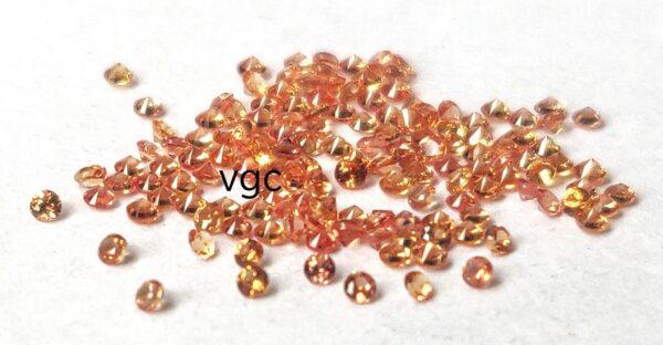 Natural Heated Orange Sapphire 1.25 mm Round Diamond Faceted Cut – AAA Quality Orange Sapphire Round Diamond Cut 1.25mm