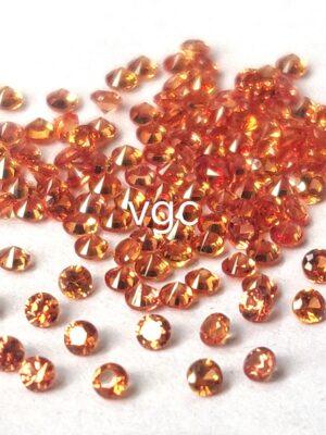 Natural Heated Orange Sapphire 1.75 mm Round Diamond Faceted Cut – AAA Quality Orange Sapphire Round Diamond Cut 1.75mm
