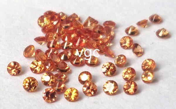 Natural Heated Orange Sapphire 2.75 mm Round Diamond Faceted Cut – AAA Quality Orange Sapphire Round Diamond Cut 2.75mm