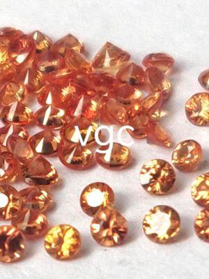 Natural Heated Orange Sapphire 2.5 mm Round Diamond Faceted Cut – AAA Quality Orange Sapphire Round Diamond Cut 2.5mm