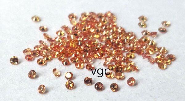 Natural Heated Orange Sapphire 1.25 mm Round Diamond Faceted Cut – AAA Quality Orange Sapphire Round Diamond Cut 1.25mm