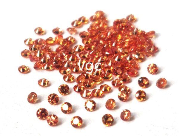 Natural Heated Orange Sapphire 2 mm Round Diamond Faceted Cut – AAA Quality Orange Sapphire Round Diamond Cut 2mm