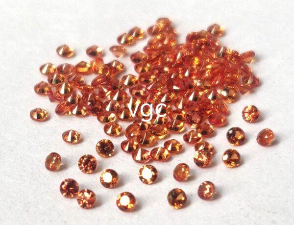 Natural Heated Orange Sapphire 2 mm Round Diamond Faceted Cut – AAA Quality Orange Sapphire Round Diamond Cut 2mm