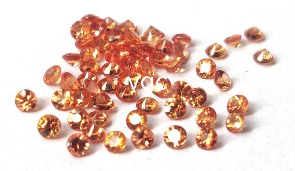 Natural Heated Orange Sapphire 2.75 mm Round Diamond Faceted Cut – AAA Quality Orange Sapphire Round Diamond Cut 2.75mm