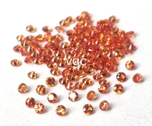 Natural Heated Orange Sapphire 2 mm Round Diamond Faceted Cut – AAA Quality Orange Sapphire Round Diamond Cut 2mm