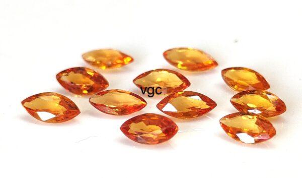 Natural Heated Orange Sapphire 3×6 mm Marquise Faceted Cut – AAA Quality Orange Sapphire Marquise Cut 3x6mm