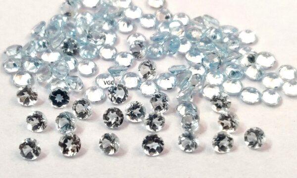 Natural Sky Blue Topaz 1.5 mm Round Faceted Cut – AAA Quality Sky Blue Topaz Round Faceted Cut 1.5mm