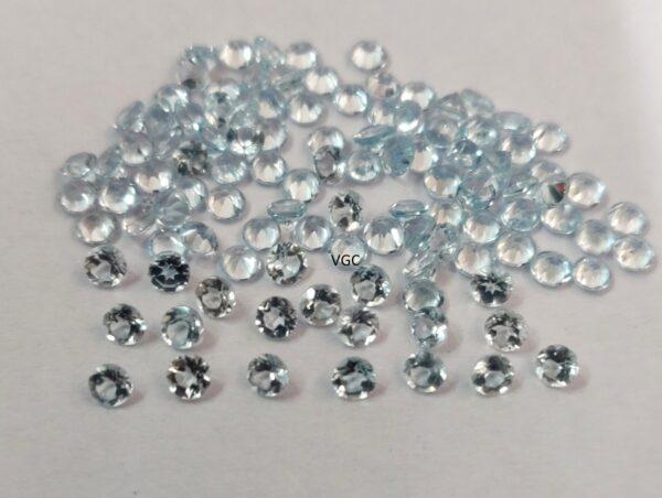 Natural Sky Blue Topaz 1.5 mm Round Faceted Cut – AAA Quality Sky Blue Topaz Round Faceted Cut 1.5mm