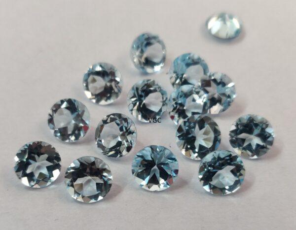 Natural Sky Blue Topaz 4 mm Round Faceted Cut – AAA Quality Sky Blue Topaz Round Faceted Cut 4mm