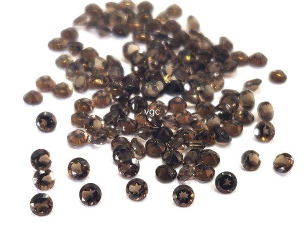 Natural Smoky Quartz 2 mm Round Cut Faceted – AAA Quality Smoky Quartz Round 2mm