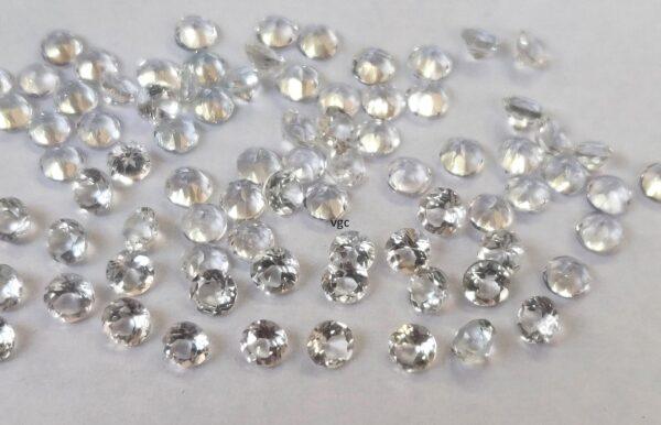 Natural White Topaz 2.5 mm Round Faceted Cut – AAA Quality White Topaz Round Faceted Cut 2.5mm
