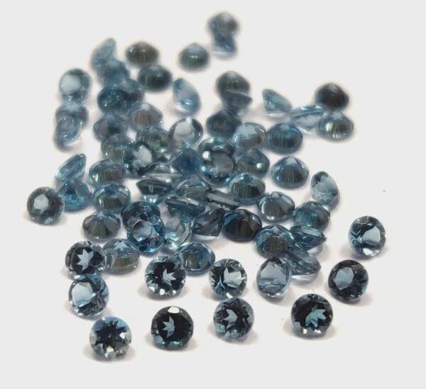 Natural London Blue Topaz 2.5 mm Round Faceted Cut – AAA Quality London Blue Topaz Round Faceted Cut 2.5mm