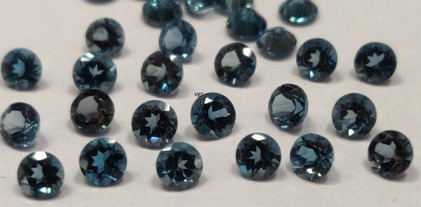 Natural London Blue Topaz 3.5 mm Round Faceted Cut – AAA Quality London Blue Topaz Round Faceted Cut 3.5mm
