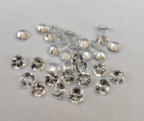Natural White Topaz 3.5 mm Round Faceted Cut – AAA Quality White Topaz Round Faceted Cut 3.5mm