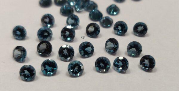 Natural London Blue Topaz 3.5 mm Round Faceted Cut – AAA Quality London Blue Topaz Round Faceted Cut 3.5mm