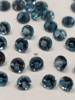 Natural London Blue Topaz 3.5 mm Round Faceted Cut – AAA Quality London Blue Topaz Round Faceted Cut 3.5mm