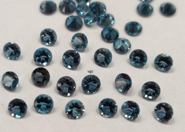 Natural London Blue Topaz 3.5 mm Round Faceted Cut – AAA Quality London Blue Topaz Round Faceted Cut 3.5mm