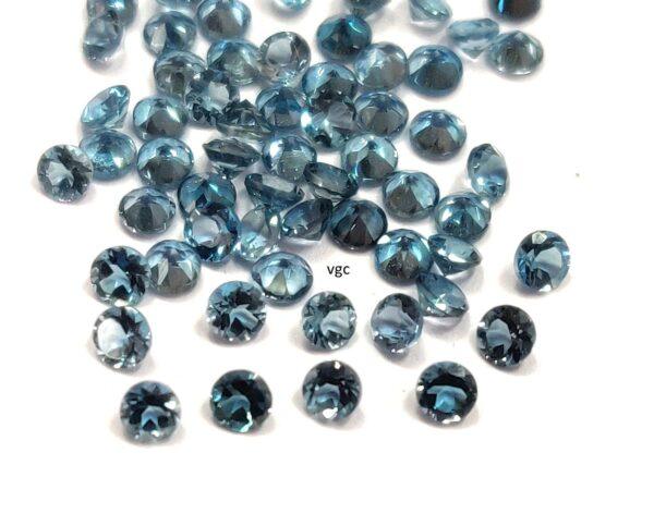 Natural London Blue Topaz 2.5 mm Round Faceted Cut – AAA Quality London Blue Topaz Round Faceted Cut 2.5mm