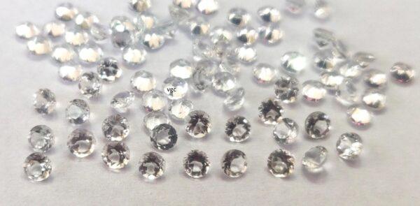 Natural White Topaz 2.5 mm Round Faceted Cut – AAA Quality White Topaz Round Faceted Cut 2.5mm