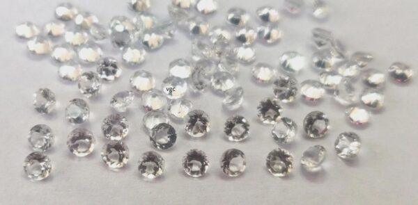 Natural White Topaz 2.5 mm Round Faceted Cut – AAA Quality White Topaz Round Faceted Cut 2.5mm