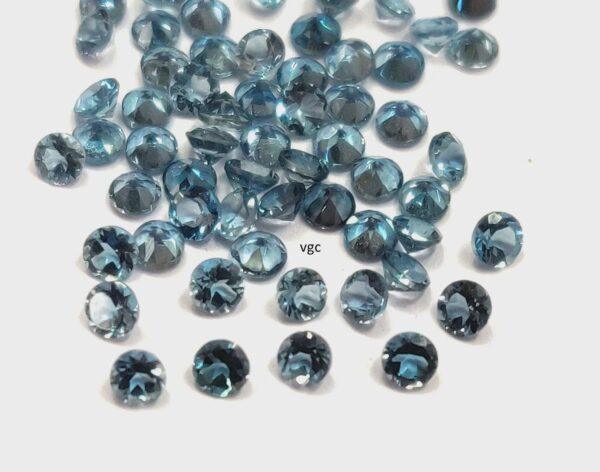Natural London Blue Topaz 2.5 mm Round Faceted Cut – AAA Quality London Blue Topaz Round Faceted Cut 2.5mm