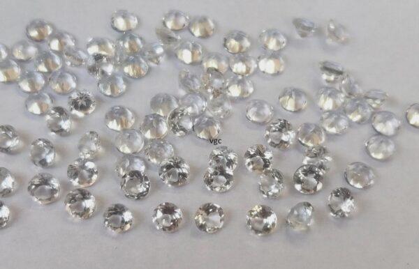 Natural White Topaz 2.5 mm Round Faceted Cut – AAA Quality White Topaz Round Faceted Cut 2.5mm
