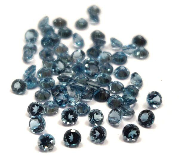Natural London Blue Topaz 2.5 mm Round Faceted Cut – AAA Quality London Blue Topaz Round Faceted Cut 2.5mm