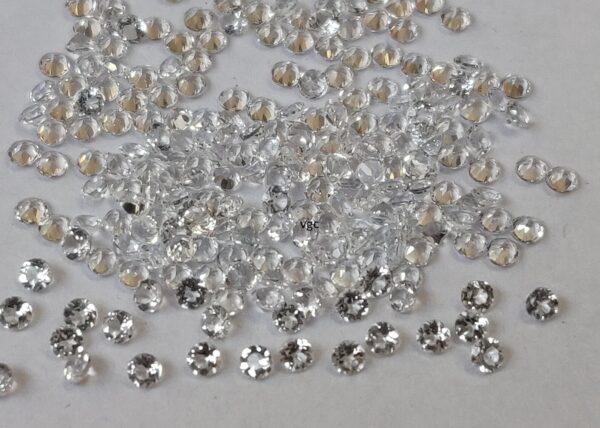 Natural White Topaz 2.5 mm Round Faceted Cut – AAA Quality White Topaz Round Faceted Cut 2.5mm