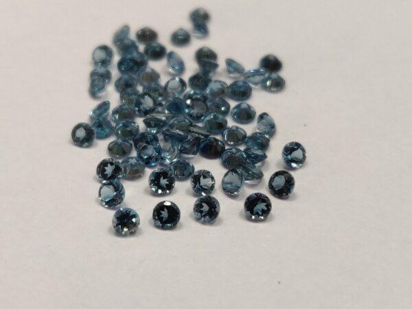 Natural London Blue Topaz 2.5 mm Round Faceted Cut – AAA Quality London Blue Topaz Round Faceted Cut 2.5mm