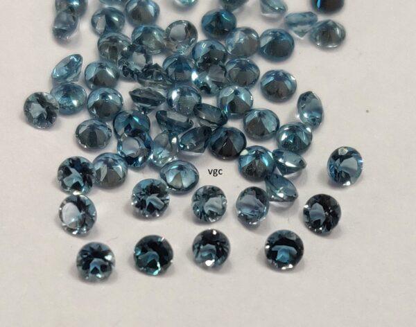 Natural London Blue Topaz 2.5 mm Round Faceted Cut – AAA Quality London Blue Topaz Round Faceted Cut 2.5mm