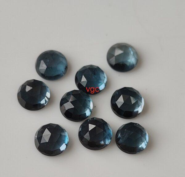 Natural London Blue Topaz 10 mm Round Rose Cut – AAA Quality London Blue Topaz Round Rose Cut 10mm
