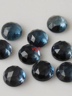 Natural London Blue Topaz 10 mm Round Rose Cut – AAA Quality London Blue Topaz Round Rose Cut 10mm