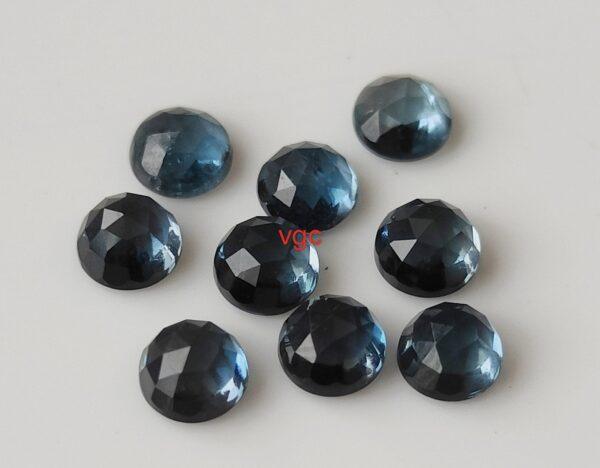 Natural London Blue Topaz 10 mm Round Rose Cut – AAA Quality London Blue Topaz Round Rose Cut 10mm