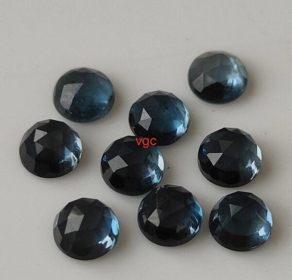 Natural London Blue Topaz 10 mm Round Rose Cut – AAA Quality London Blue Topaz Round Rose Cut 10mm