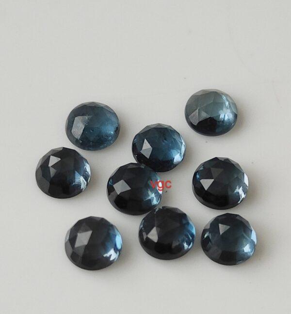 Natural London Blue Topaz 10 mm Round Rose Cut – AAA Quality London Blue Topaz Round Rose Cut 10mm