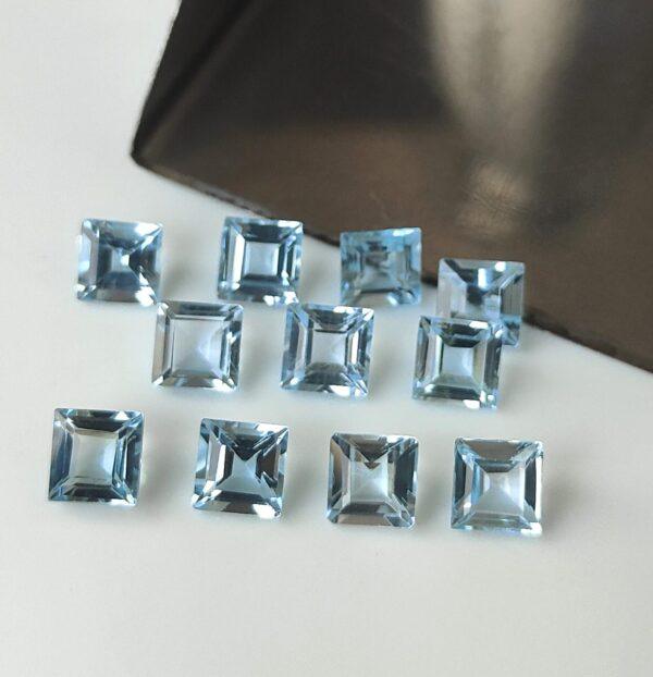 Natural Sky Blue Topaz 10 mm Square Faceted Cut – AAA Quality Sky Blue Topaz Square Faceted Cut 10mm