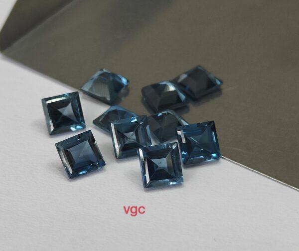 Natural London Blue Topaz 4 mm Square Faceted Cut – AAA Quality London Blue Topaz Square Faceted Cut 4mm