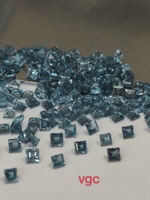 Natural London Blue Topaz 2 mm Square Faceted Cut – AAA Quality London Blue Topaz Square Faceted Cut 2mm